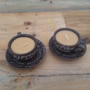 Gourmet Expressions Mocha Coffee Cup Candles Set of 2